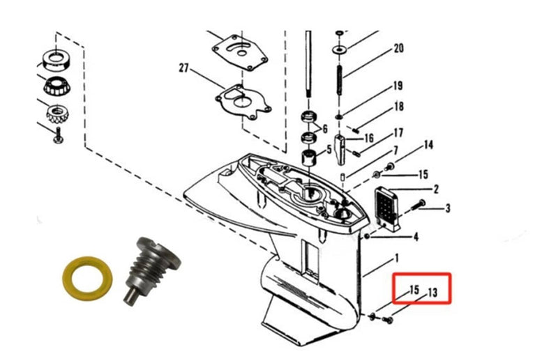 DURAFORCE 22-67892A06 Magnetic Outdrive Drain Plug & Gasket for MerCruiser 2 Pieces