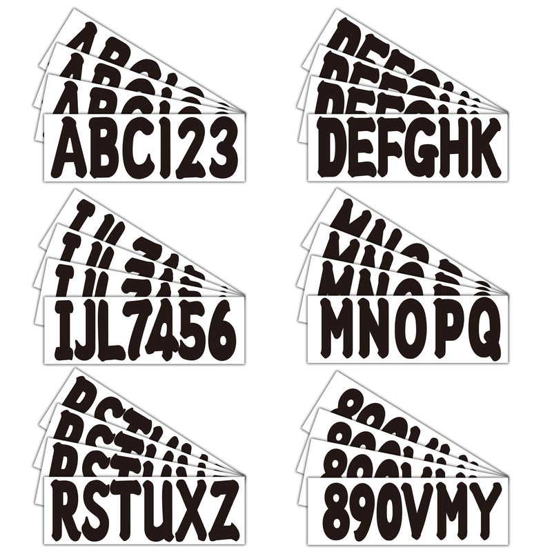 Decals Sticker for Boat Registration Letters Numbers A-Z 0-9 Black 4-Sets