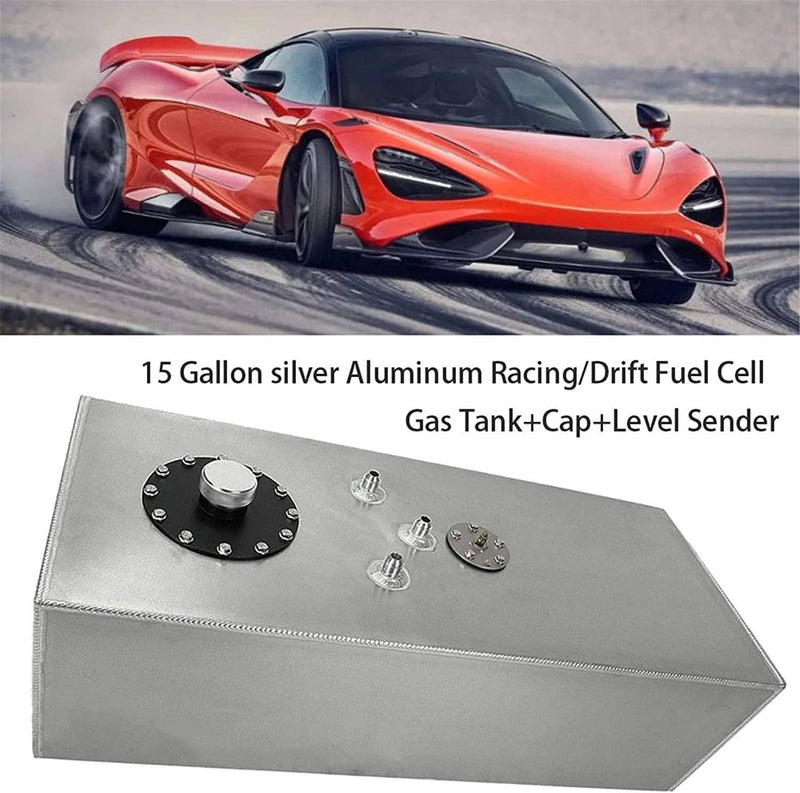 15 Gallon Aluminum Racing Drift Fuel Cell Gas Tank w/ Cap Level Sender