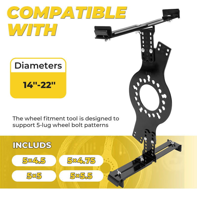 5-Lug Pattern Wheel Fitment Simulator for 14-22 Inch Tire Size Mockup
