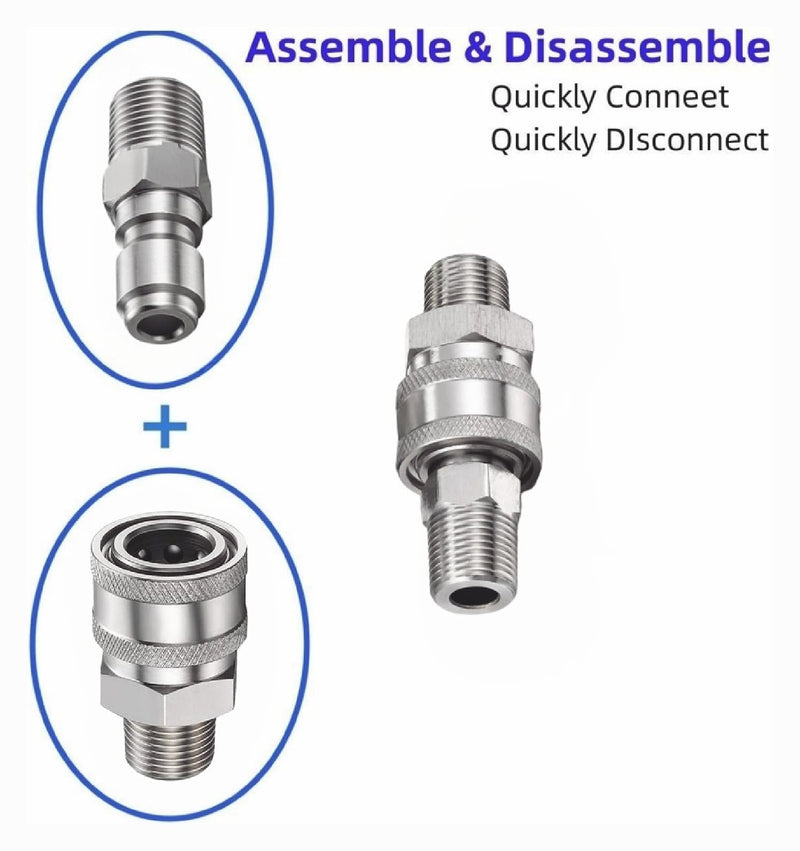 5000PSI Pressure Washer Quick Connect Fitting Stainless Steel 3/8 Inch Hose Adap