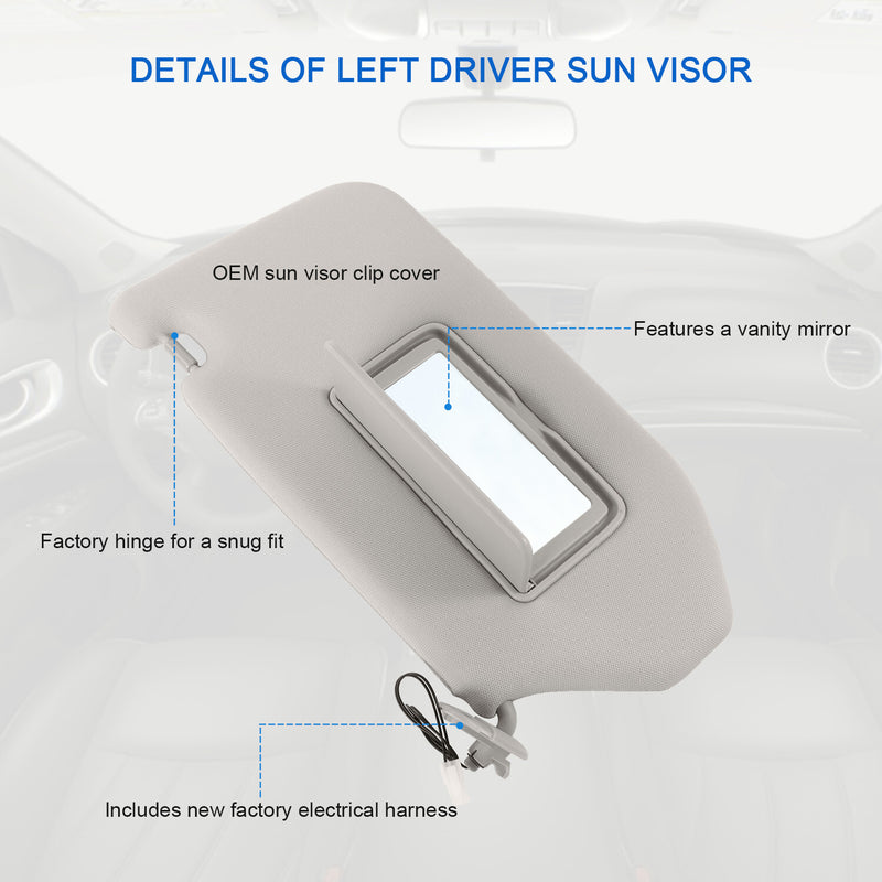 Left Driver Side Sun Visor W Mirror Light for Nissan Pathfinder 2013-2018