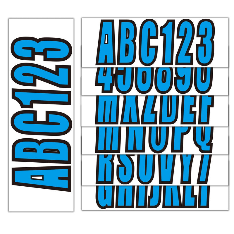 DURAFORCE Boat Registration Decals Letters And Numbers Stickers A-Z & 0-9 Blue 4 Sets