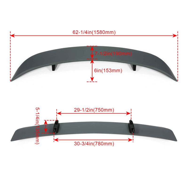 DURAFORCE Rear Trunk Spoiler Wing ABS Black for Dodge Charger 2006-2010 Sedan Daytona Styl
