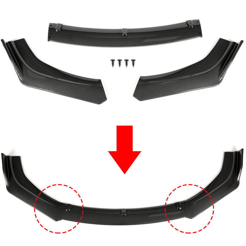 Front Bumper Lip Body Kit Spoiler Chin Carbon Look for Honda Civic 2016-2021