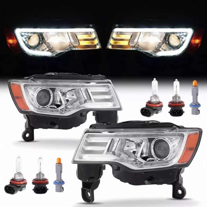DURAFORCE Halogen Upgrade LED Tube Projector Headlights for Jeep Grand Cherokee 2017-2021
