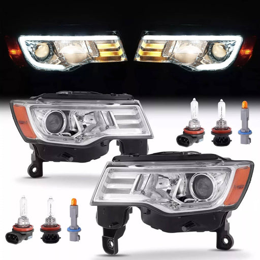 DURAFORCE Halogen Upgrade LED Tube Projector Headlights for Jeep Grand Cherokee 2017-2021