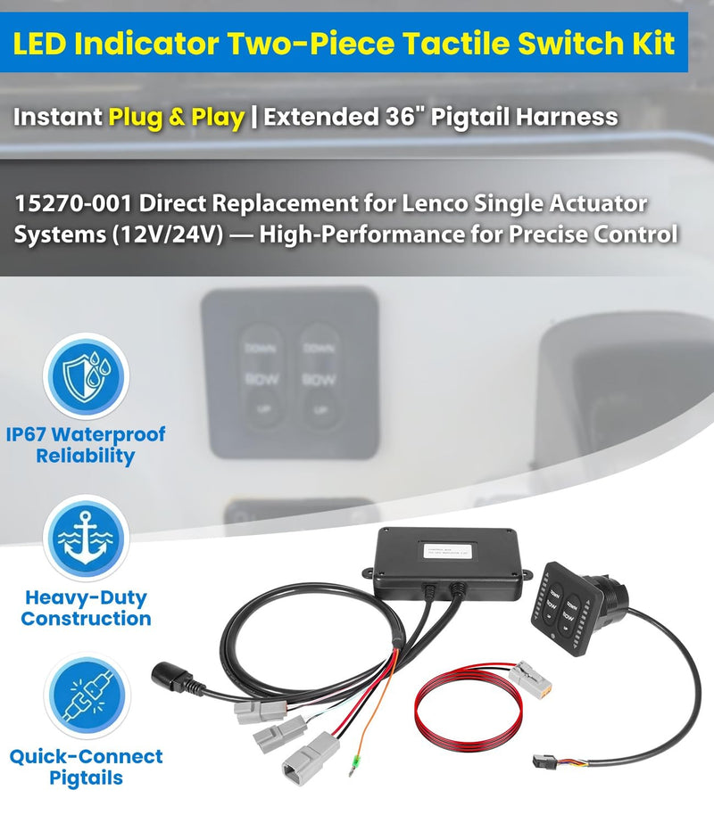 15270-001 LED Indicator Tactile Switch for Lenco Single Actuator Trim Tab 12/24V