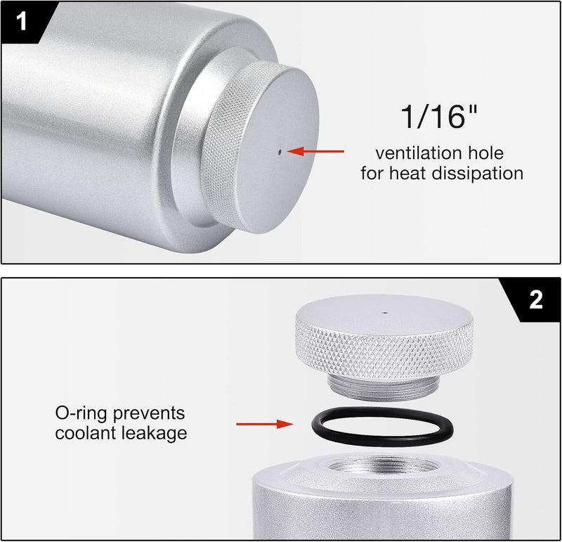 Universal Radiator Coolant Overflow Reservoir Tank for 800ml Silver Aluminum Cat