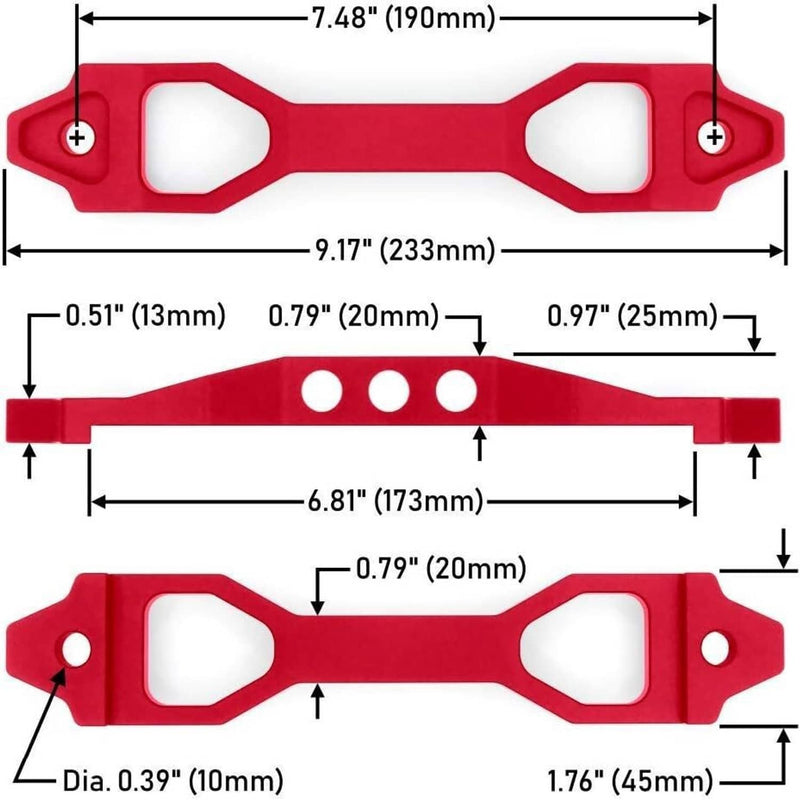 Battery Tie Down Mount Bracket Brace Bar 10 Inch J-Bolts Red Aluminum