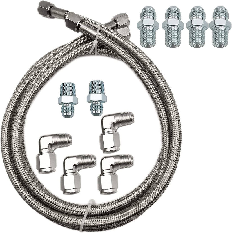 SS Braided Transmission Cooler Hoses Lines Kit for Chevy Ford TH350 700R4