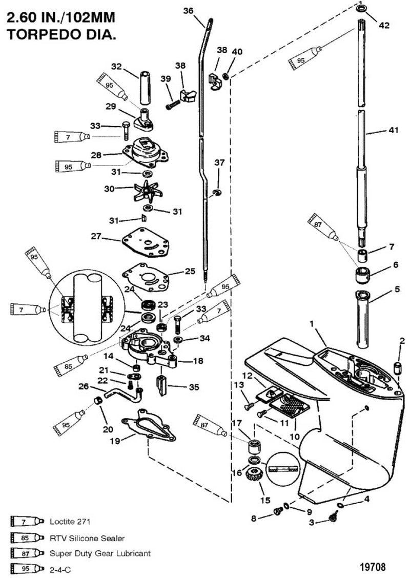 DURAFORCE 18-2697-1 26-41365A3 Lower Unit Seal Kit for Mercury Mariner 6 8 9.9 10 15 HP