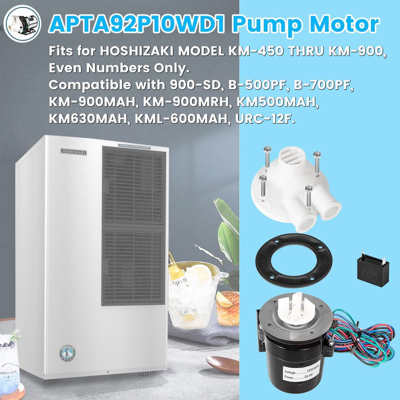 APTA92P10WD1 Water Pump Motor Assembly for Hoshizaki Ice Machine KM-450 KM-900