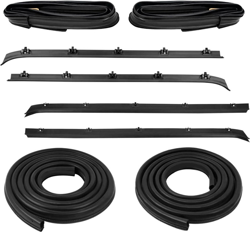 Front Door Window Run Sweep Felts Weatherstrip Seals Kit for Chevy GMC