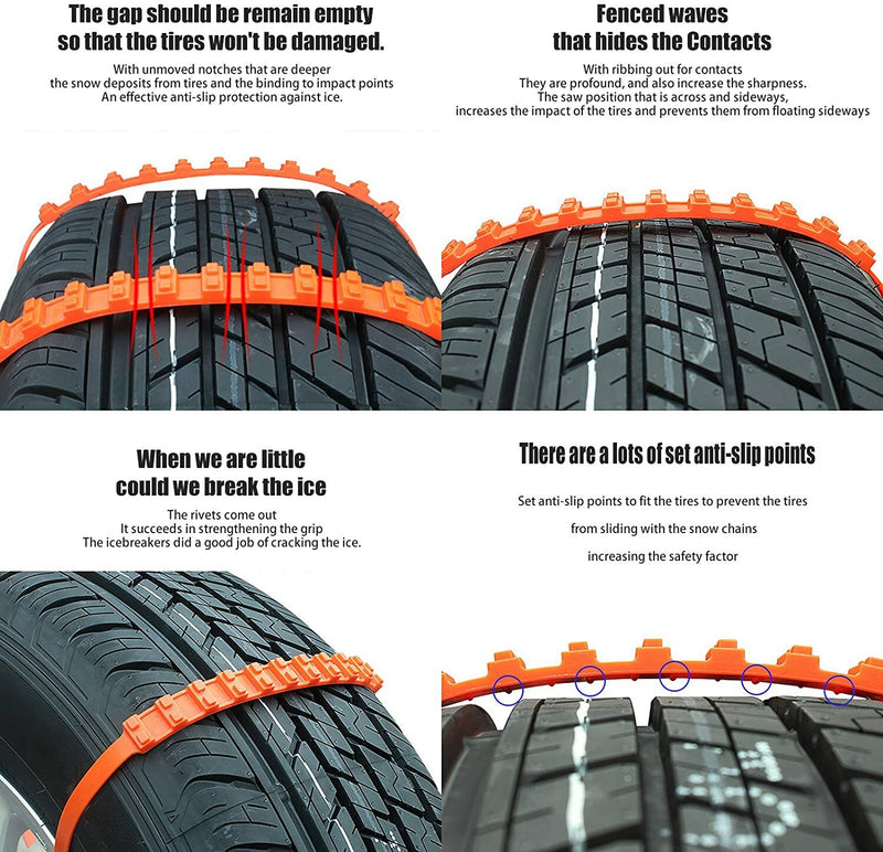 Snow Tire Chain for Car Truck SUV Anti Skid Emergency Winter Driving 10 Pieces
