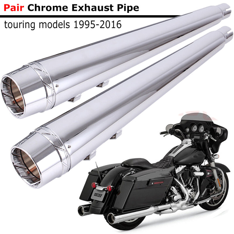 4" Chrome Slip On Mufflers Exhaust Pipe Dual for Harley Touring King Glide 95-16