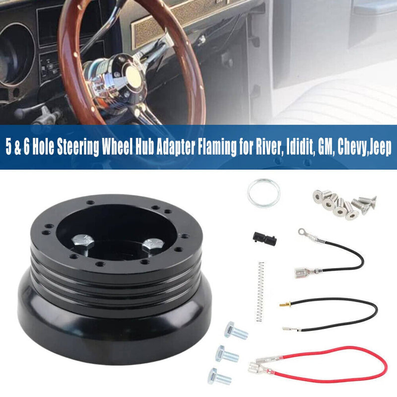 5 & 6 Hole Steering Wheel Hub Adapter for GM Chevy Flaming River Ididit Black