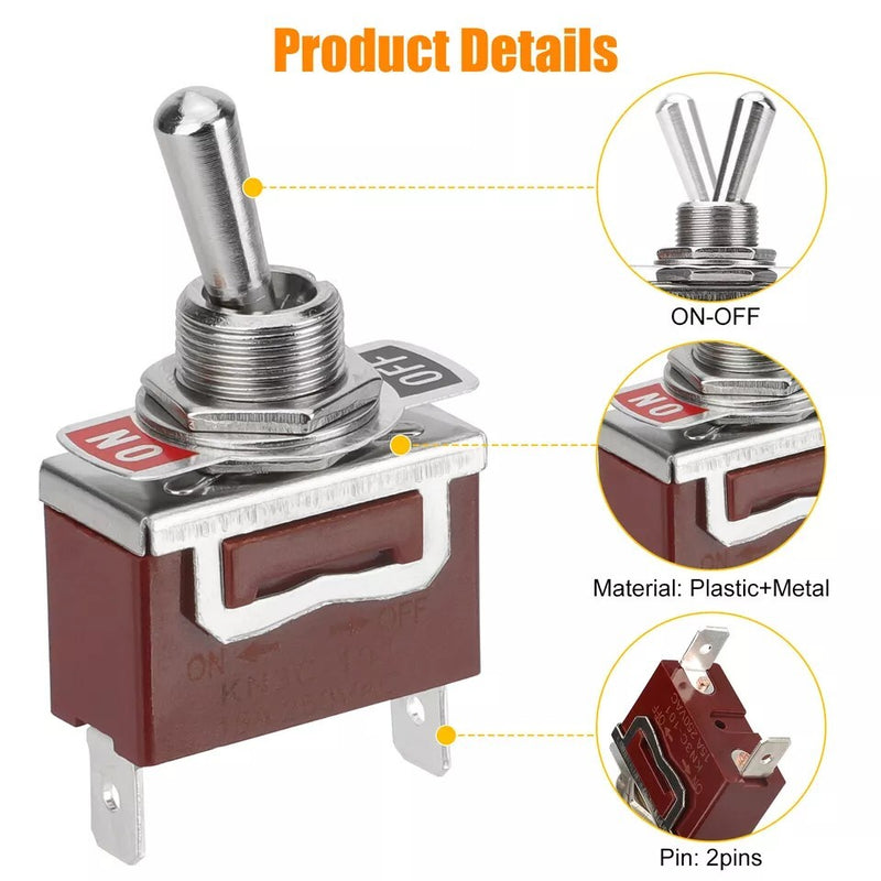 Toggle Switch 12V 30A Heavy Duty ON Off 2Pin SPST Waterproof for 2Pack