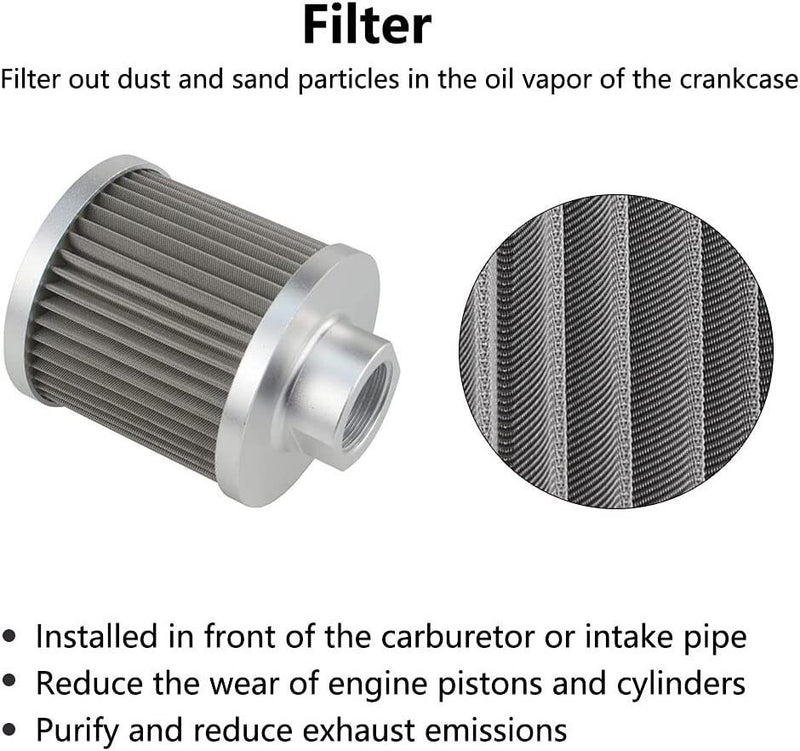 Universal 2L Oil Catch Can Tank 2 Port AN10 Breather Filter Drain Tap Baffled