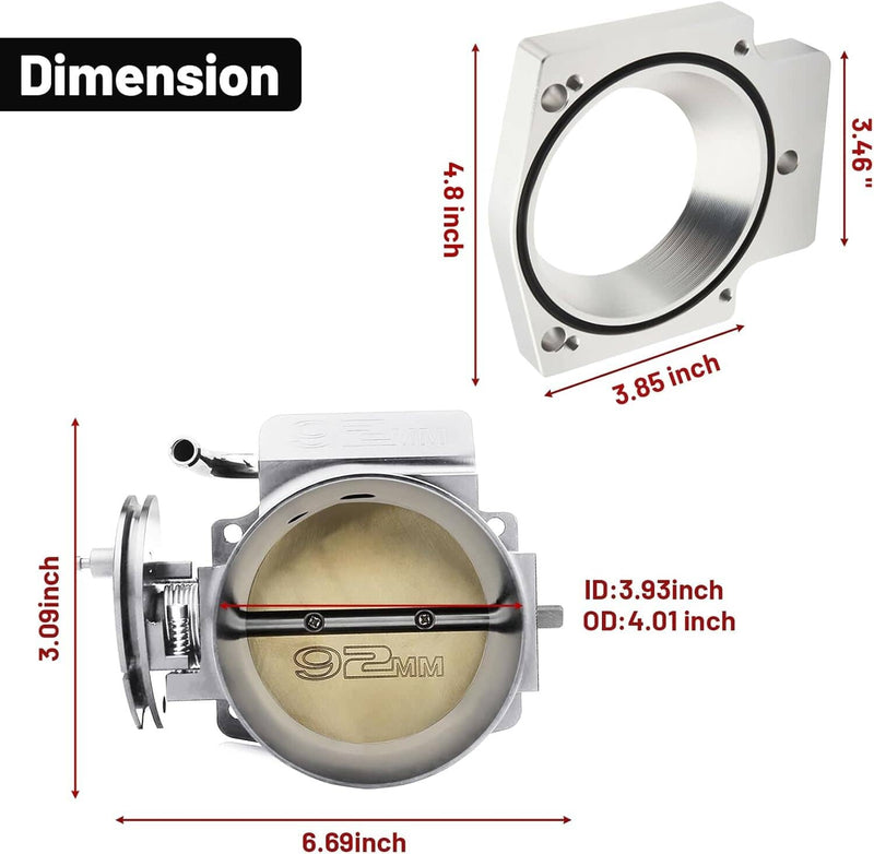 92MM Throttle Body TPS IAC Adapter Plate for Chevy GM LS LS1 LS2 LS7 LSX Gen III