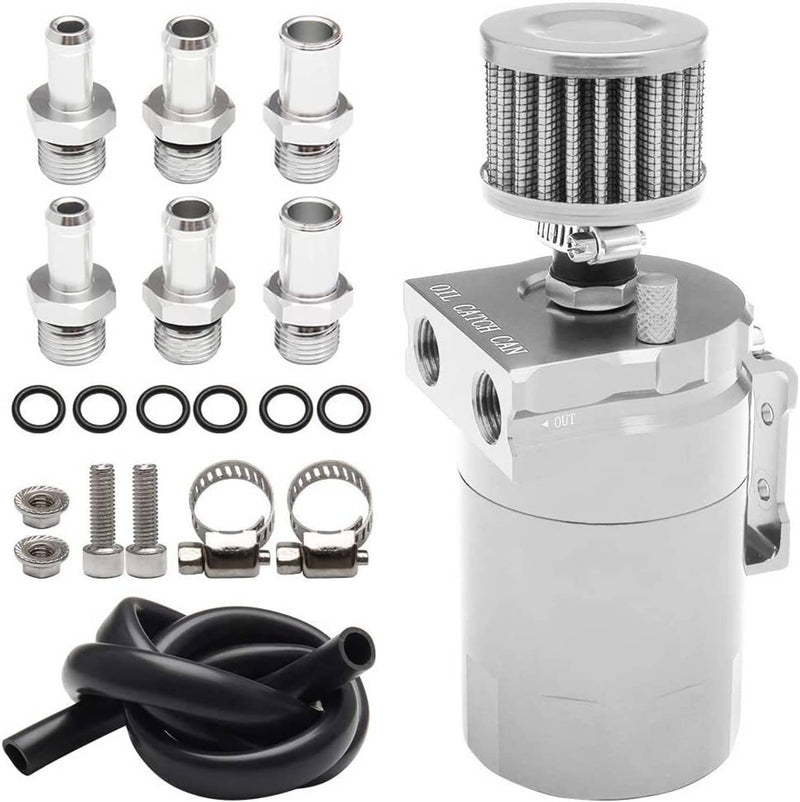 Oil Catch Can Kit Baffled Reservoir Tank with Breather Filter Aluminum