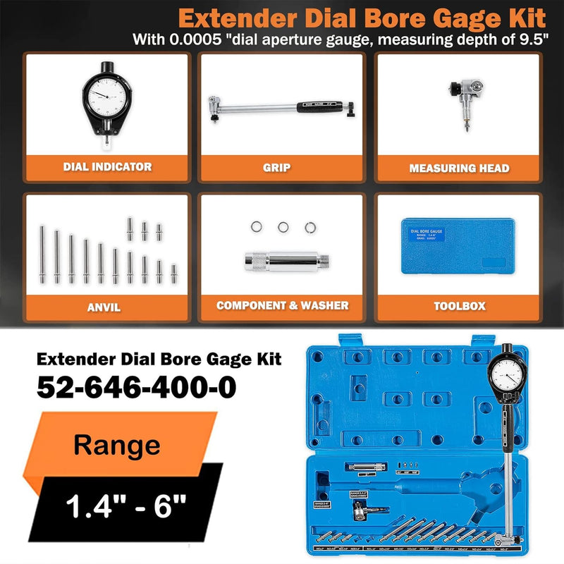 52-646-400-0 Cylinder Dial Indicator Bore Gauge 1.4" To 6" Measuring Range