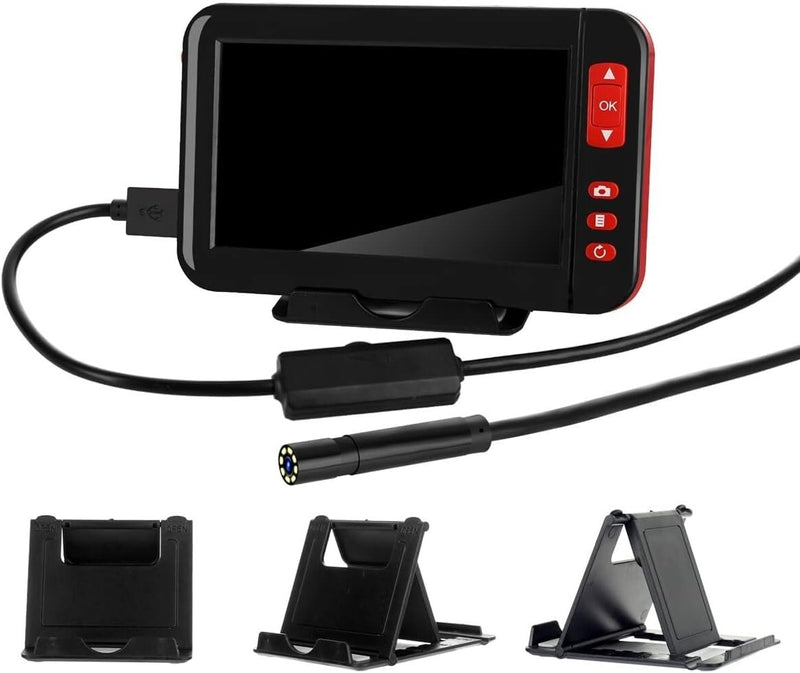 1080P HD Industrial Endoscope Borescope 4.3'' Screen 8mm Inspection Snake Camera