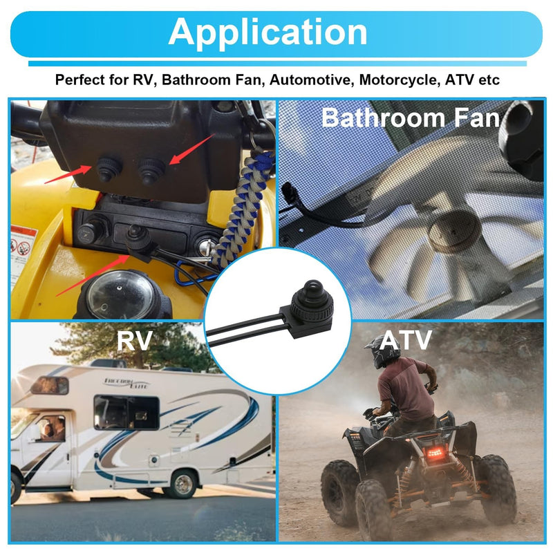 10pcs 12V-48V Wire Leads Waterproof On-Off Push Button Switch for Motorcycle Car