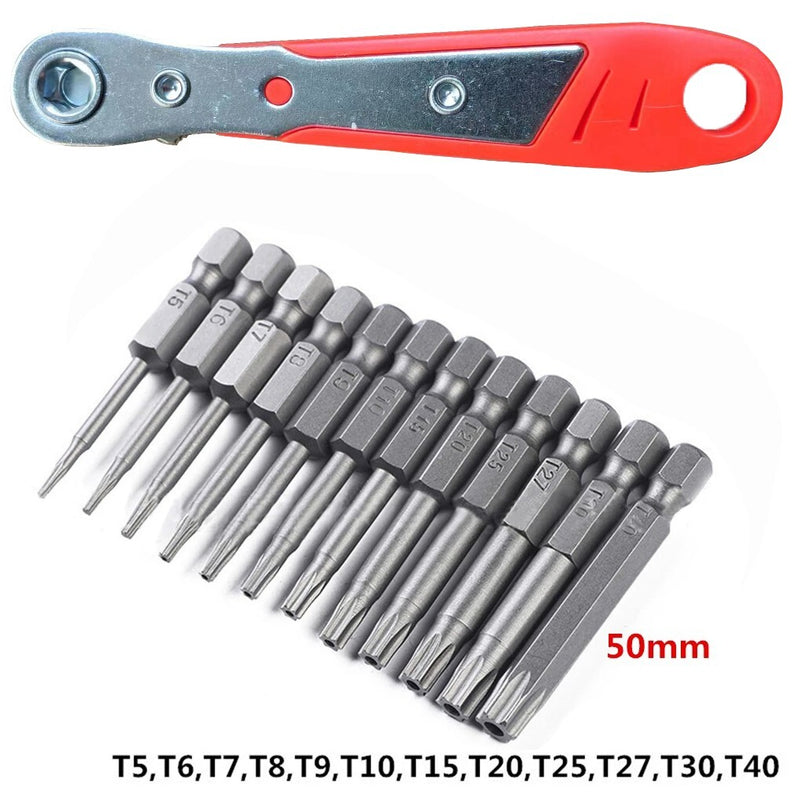 12pcs T6-T40 Magnetic Head Torx Screwdriver Bit Set Security Tamper Proof Star
