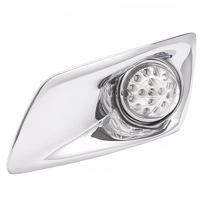 DURAFORCE Left LED Fog Light Lamp with Chrome Bezel Clear Lens for Kenworth T660 2007-2017