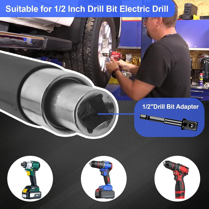 1/2" Offset Extension Wrench Impact Ratchet for Electric Drill 3/8" 1/4
