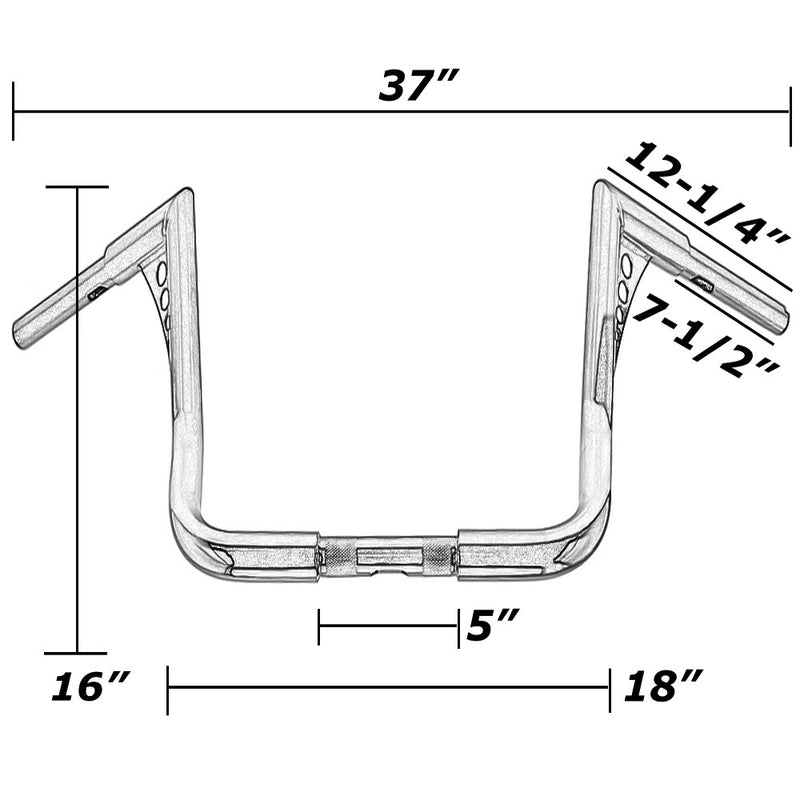 DNA 16" Monkey Bagger Meathook Bar Handlebar for Harley Electra Glide Baggers
