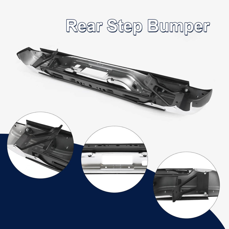Complete Chrome Rear Bumper for Chevy Silverado GMC Sierra 1500 2500 1999-2007