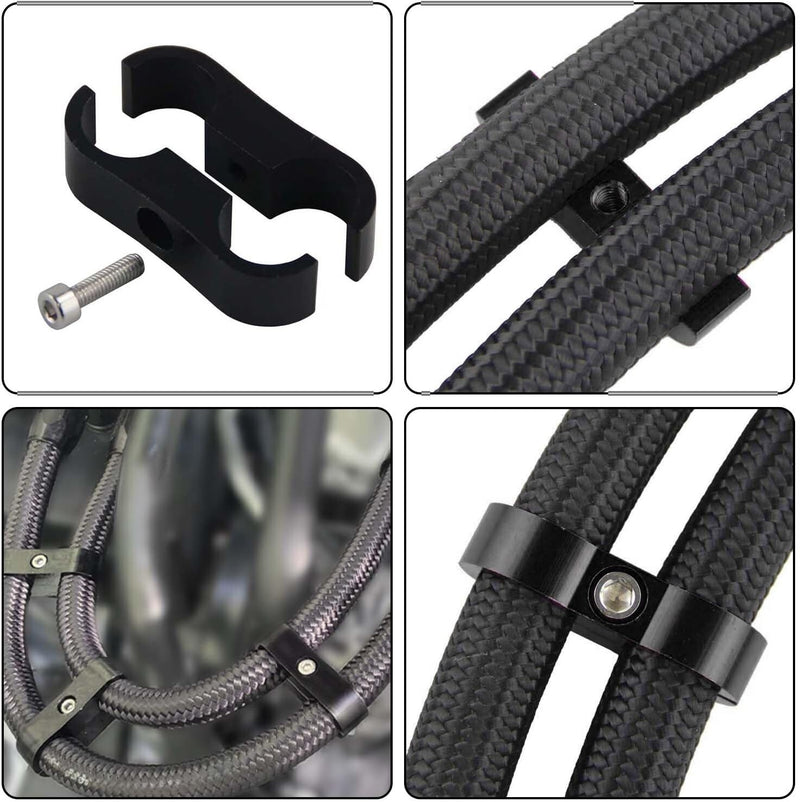 8Pcs 8AN AN8 Hose Separator Clamp Bracket Adapter Kit for Oil Fuel Hose Line