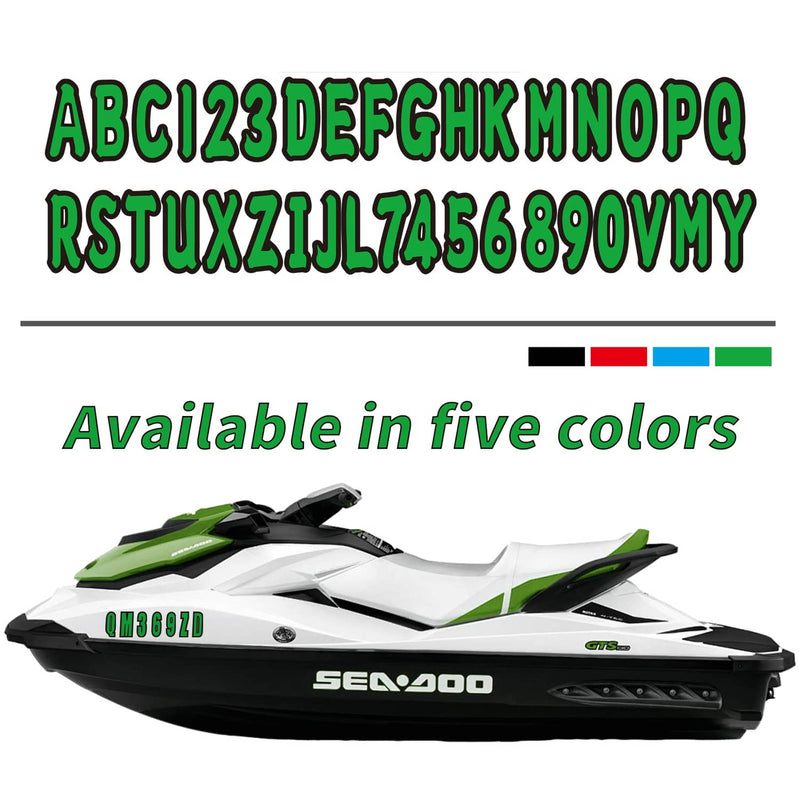 DURAFORCE 3" Marine Boat Sticker Decal A-Z Letters 0-9 Numbers Green 4 Sets