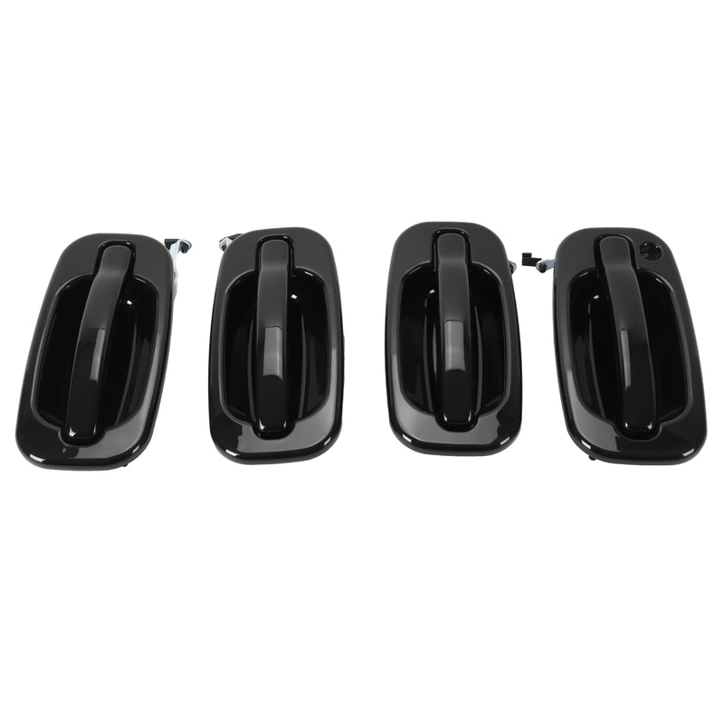 Outside Door Handles Set Painted Black for Silverado Tahoe Sierra 99-06 4 Pcs