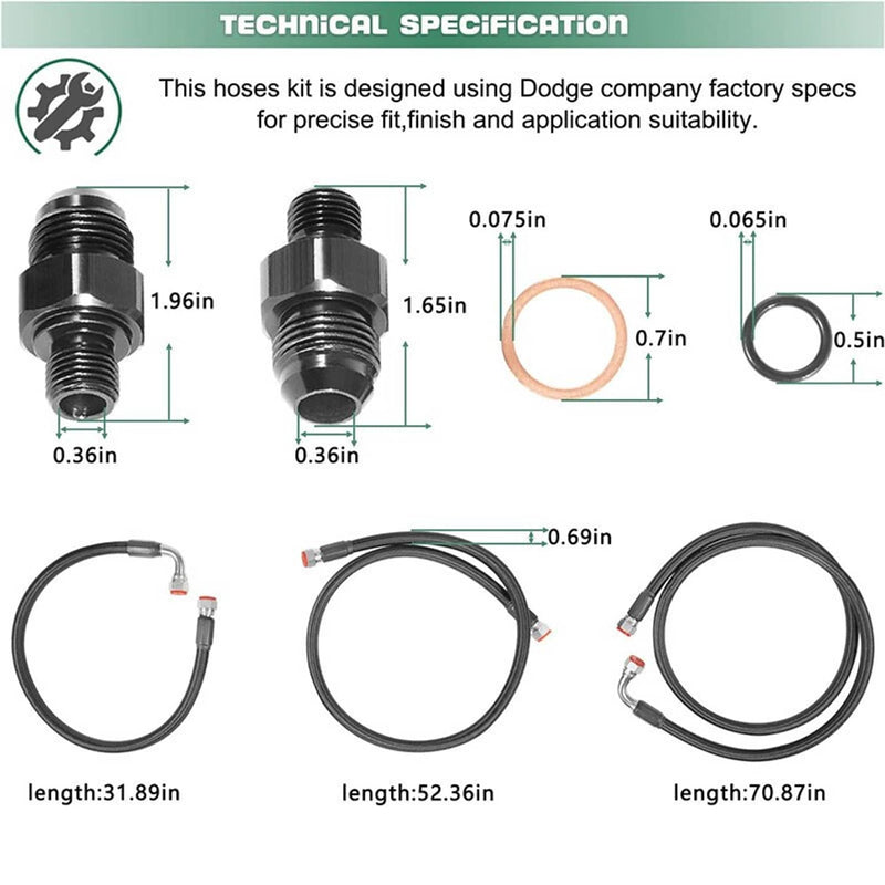 48RE Transmission Cooler Hose Line Fittings for 2003-2007 Dodge Ram 5.9L