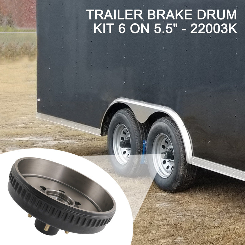 12x2 Trailer Brake Hub Drum Kit 6 on 5.5 for 5200-6000 Lbs Axle 1 Set