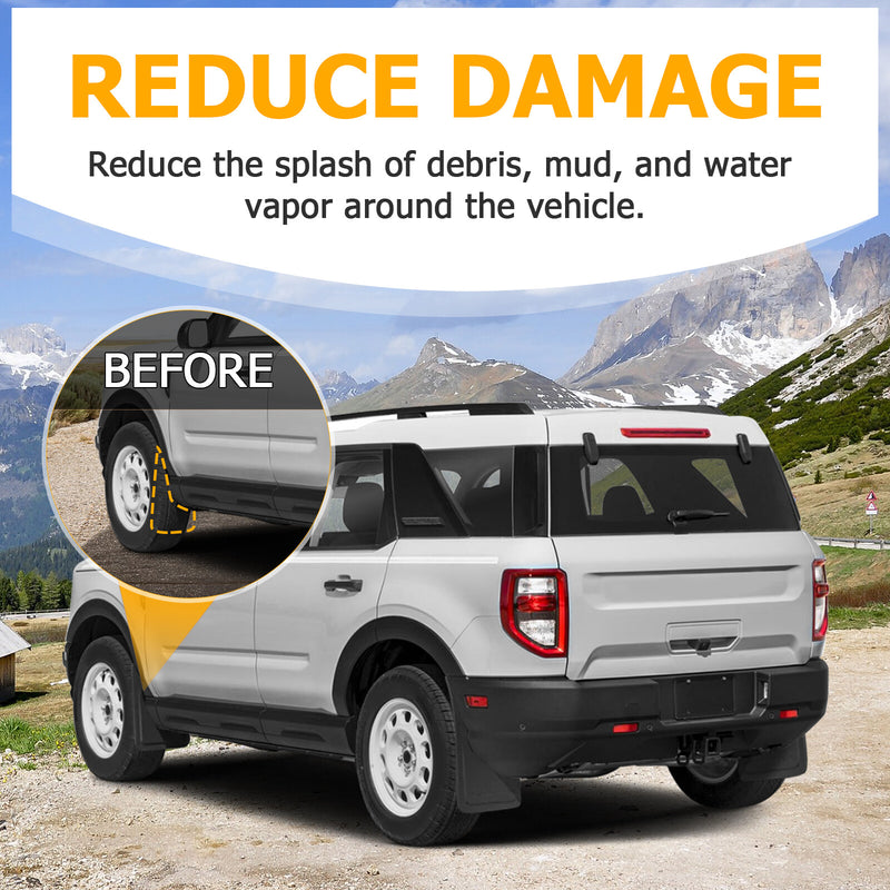 Front Rear Mud Flaps Splash Guards for Ford Bronco Sport 2021 22 2024 Set of 4