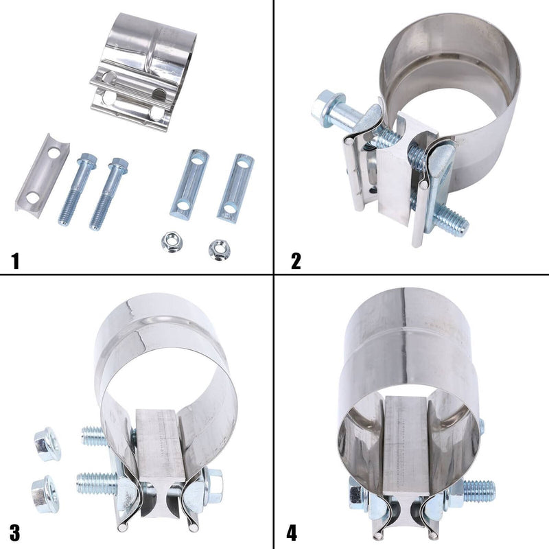 3 Inch Lap Joint Exhaust Band Clamp Muffler Sleeve Coupler Stainless Steel 2 Pie