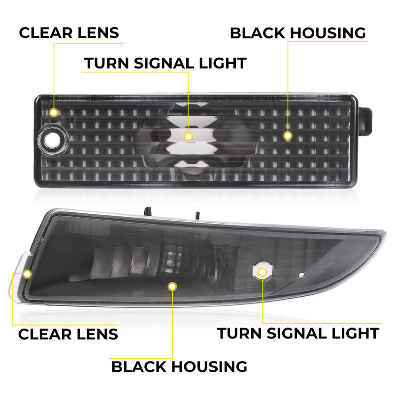 Black Side Marker Turn Signal Light Bumper Lamp for Chevy Camaro 1993-2002 4PCS