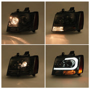 DURAFORCE Headlights for Avalanche Suburban Tahoe 2007-2014 LED Bar LH RH Projector