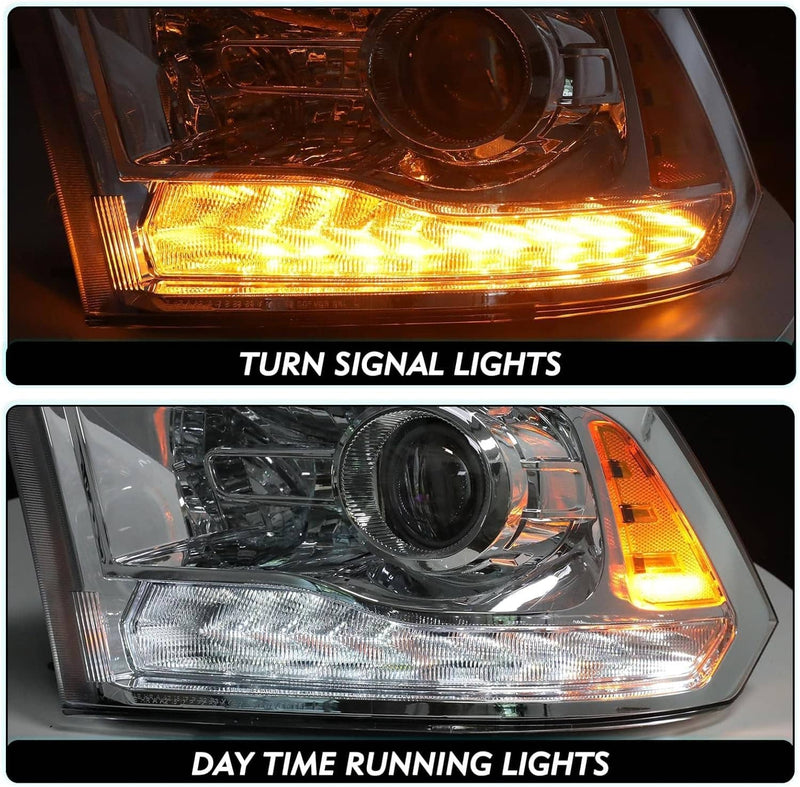 Left+Right Projector Headlights LED DRL for Dodge Ram 1500 2500 3500 2009-2018