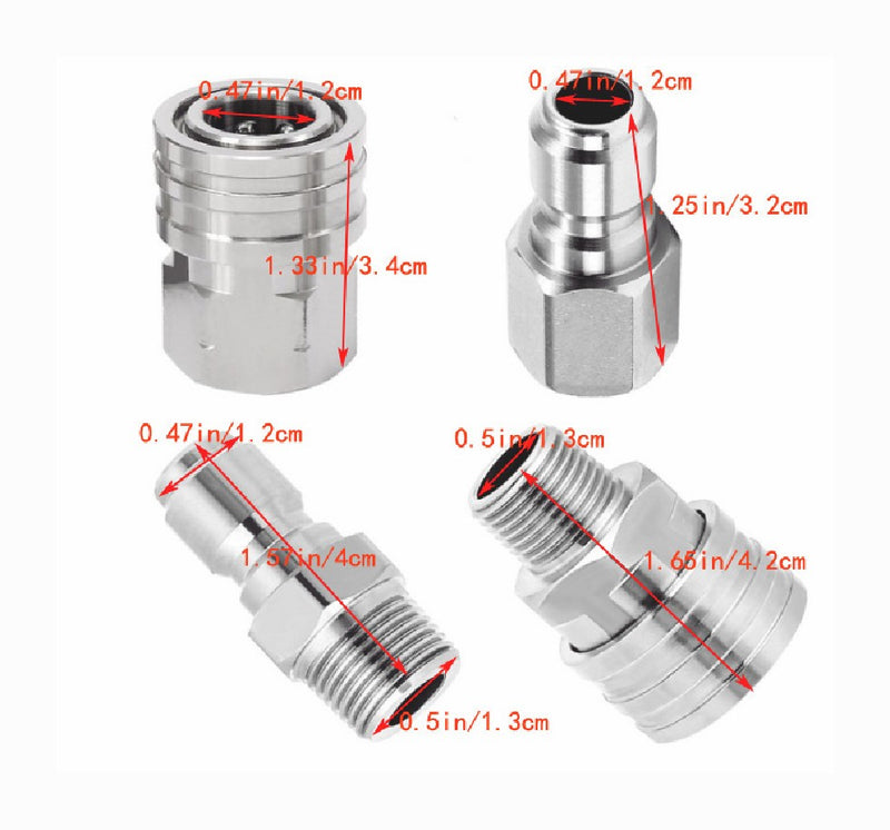 2 Sets NPT 1/4 Inch Pressure Washer Coupler Quick Connect Plug Fitting Adapter