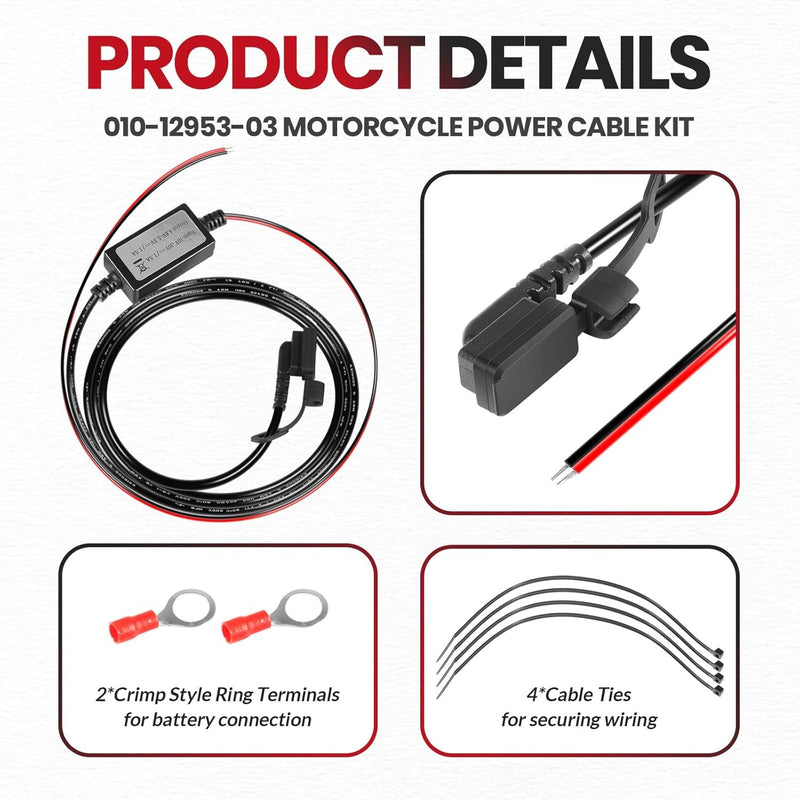010-12953-03 Motorcycle Power Cable for Garmin Tread and zūmo XT Navigators 5.5
