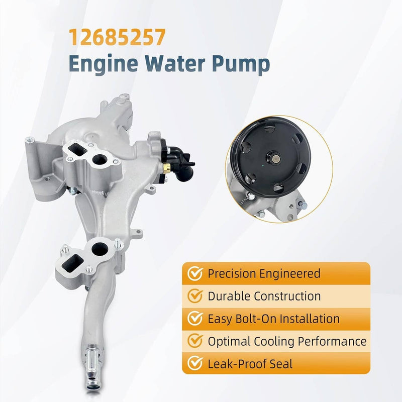 Water Pump w Thermostat for Chevy Silverado 1500 GMC Sierra Cadillac CTS