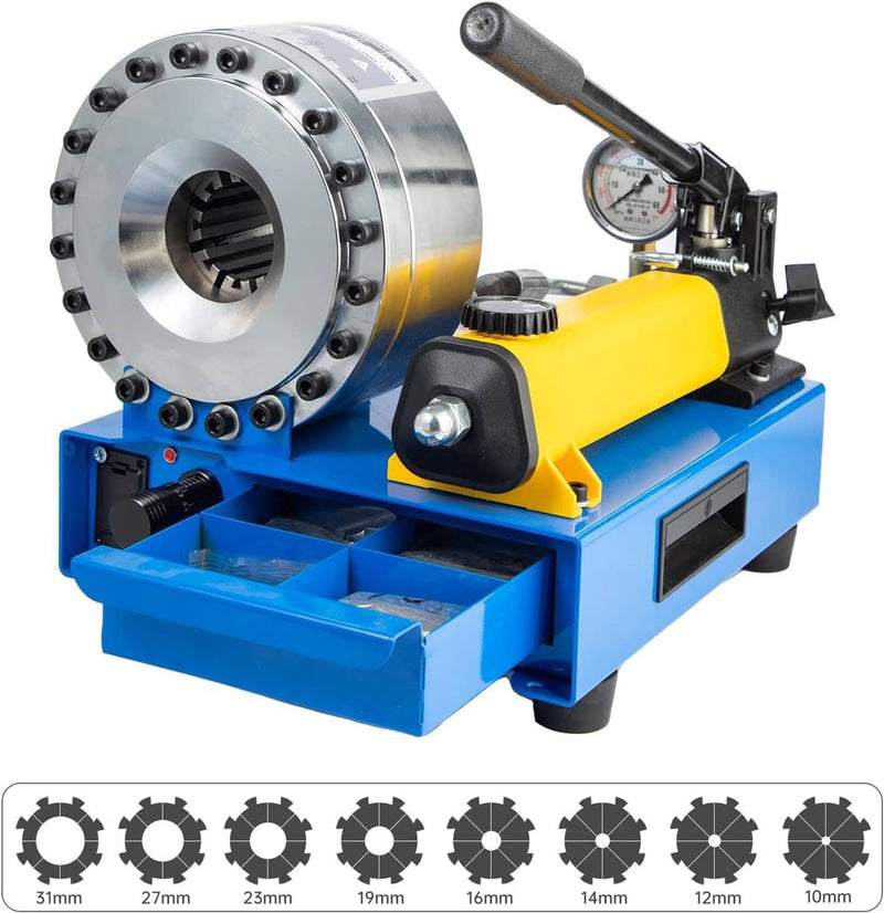 5600KN Hydraulic Hose Crimper Pipe Clamping Machine w/ 8 Dies 10mm-30m
