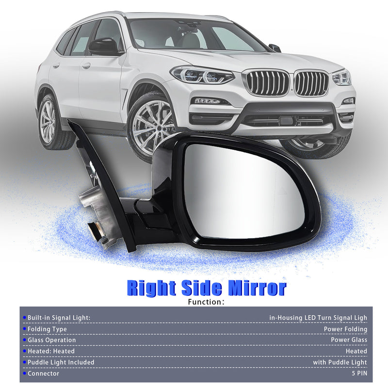 320i 330i 330e Mirror Passenger Side Blind Spot for BMW 2019-2023 Black