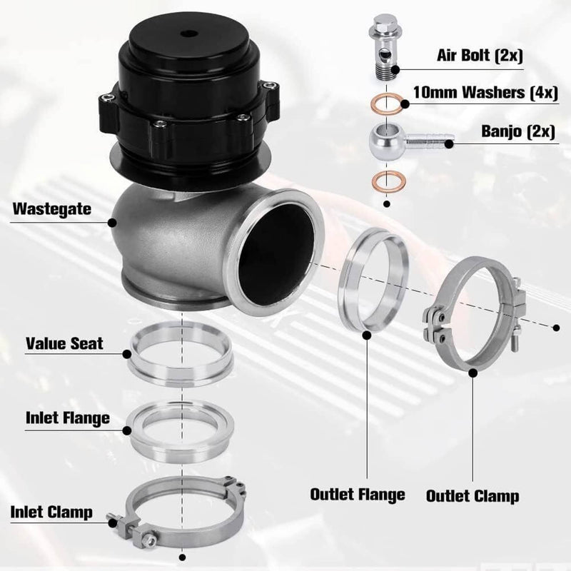 38MM Wastegate External Turbo for TIAL MV-R V-Band Flange Spring 14PSI