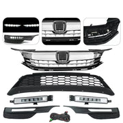 DURAFORCE Front Upper Lower Grille LED Fog Lights Set for 2016 2017 for Honda Accord